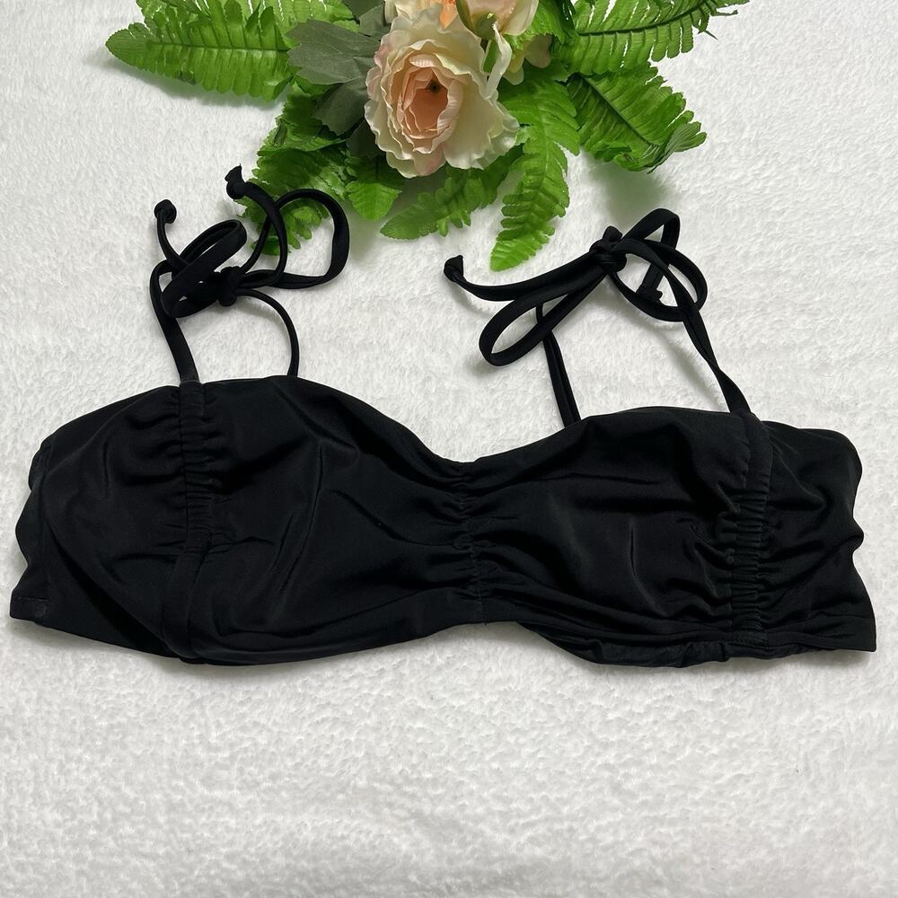 Victoria's Secret Swim Bikini Top Black Size Large Ruched Wireless